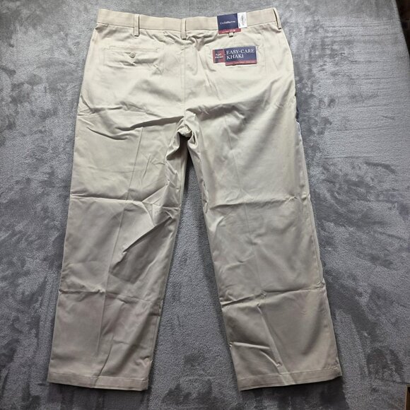 Croft & Barrow Pants Mens 42x30 Khaki Flat Front Easy Care Chino Classic Casual - Picture 1 of 9